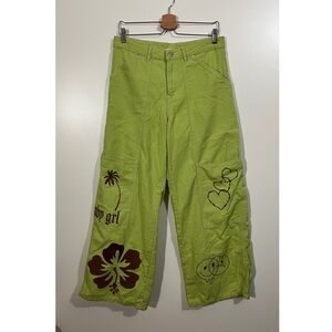 UO BDG Baby Girl Wide Leg Baggy Green Jeans like Jinkos Size 8 US
